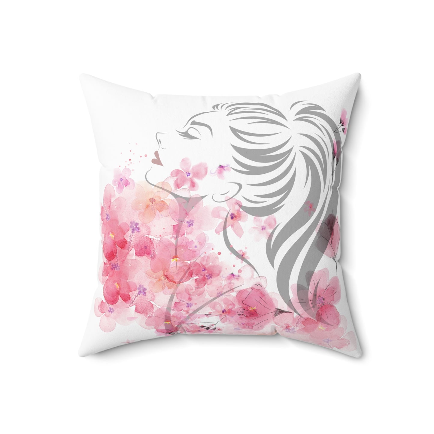 Square Pillow - Woman Side View