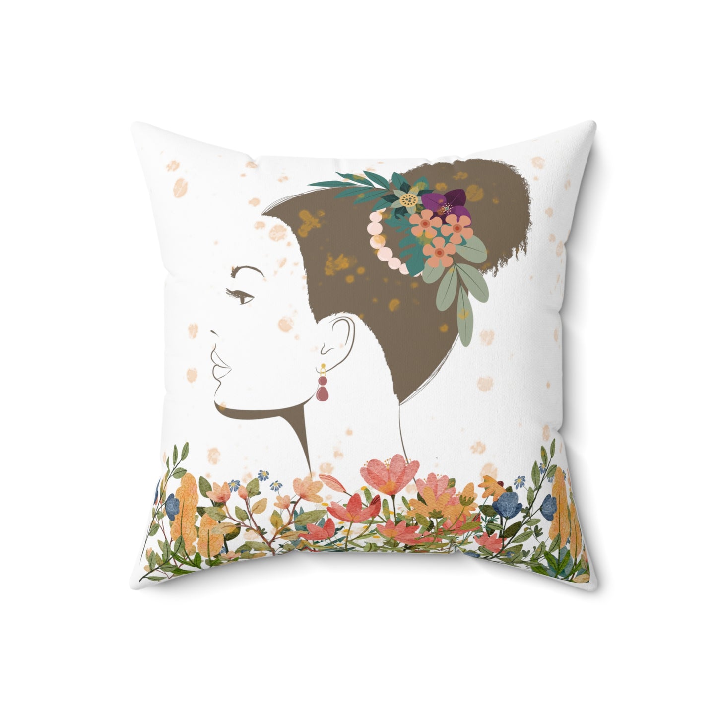 Square Pillow - Woman Side View